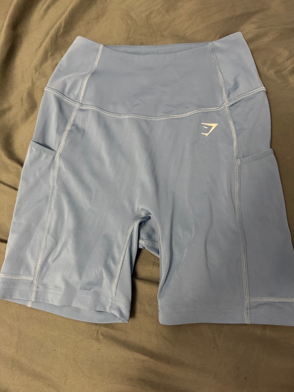 Gymshark Powder Blue High-Waist Bike Shorts with Side Pockets